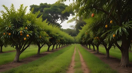 Fototapeta na wymiar Beautiful Lush mango Vineyard isolated .Generative AI