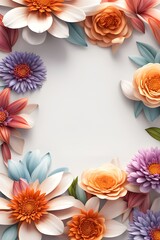 Fototapeta premium Flowers on a background with copy space for text writing, floral backdrop with blank space in center 