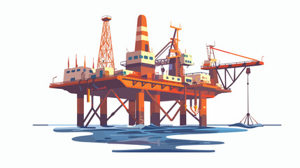 Marine oil platform isolated. Vector flat style illustration