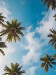 generative ai, Sunny Tropical Beach With Palm Leaves And Paradise Island