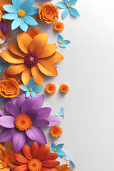 Flowers on a background with copy space for text writing, floral backdrop with blank space 