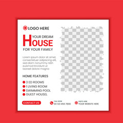 creative real estate agency social media post template design with four image placement, awesome color used in the shapes. eye-catchy, editable, professional design. 
Real estate home sale social medi