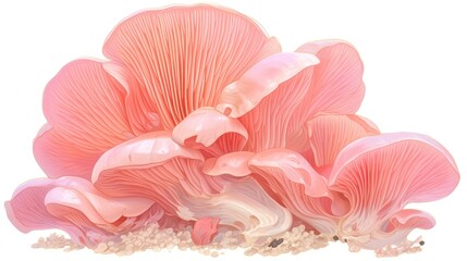 Illustration of Pink Oyster Mushroom Species - obrazy, fototapety, plakaty