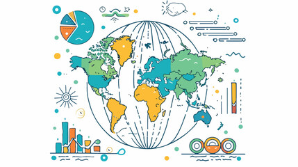 Elegant hand global charts. Hand drawn style vector d