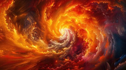 A dazzling vortex in red, orange, and blue tones captures the essence of a dynamic celestial event - obrazy, fototapety, plakaty