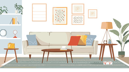 Modern living room interior. Vector flat illustration