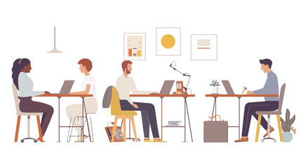 People working in office. Man and woman sitting at de