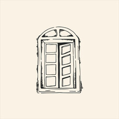 Vintage window. Vector sketch isolated.