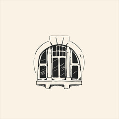 Vintage window. Vector sketch isolated.