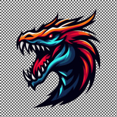 colorful head dragon in vector style menacing creature suitable for a logo esport gaming or T Shirt editable design available in PNG