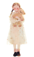 girl holding a teddy bear, Generative AI