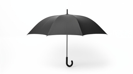Black umbrella upright position on white background