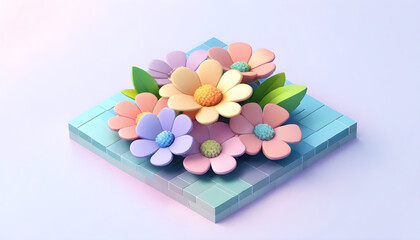 cute flower bouquet inside of a tile 5
