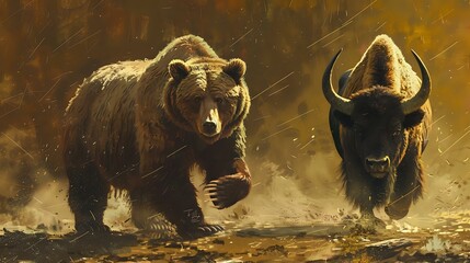 Wilderness Standoff: Bear vs Bison