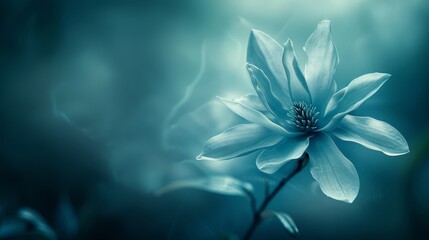 Fototapeta na wymiar close-up image of a blue flower against a softly blurred background Background features a gentle blur of another flower