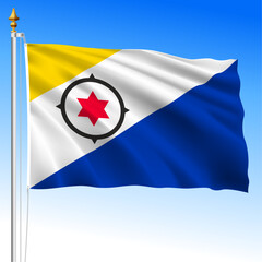 Bonaire, official national waving flag, dutch antilles, vector illustration