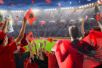 Albania football team supporter on stadium.