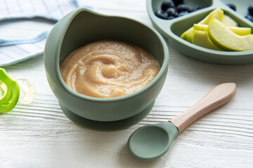 Healthy baby food in bowl