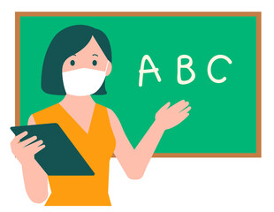 PNG teaching English class in the new normal flat graphic