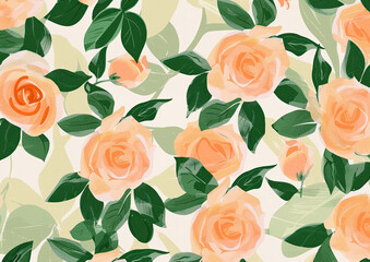 abstract roses flowers oilpaint style background