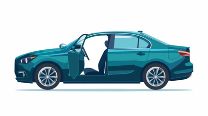 Fototapeta na wymiar Sedan car with open doors. Vector flat style illustration