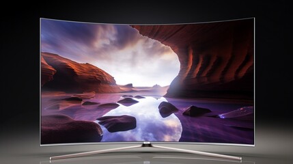 White UHD smart television with a curved screen
