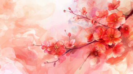 Sure, here is a description for the image:  Pink sakura blossoms bloom against a soft pink background