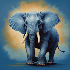 Fototapeta na wymiar Blue elephant on a blue background.