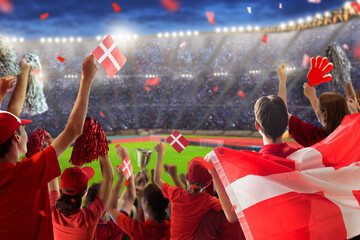 Denmark football team supporter on stadium. - 789940053