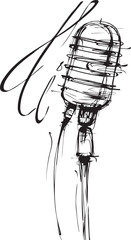 Expressive single-line microphone drawing, Concept of music, recording, and performance art