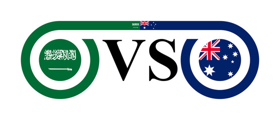 concept between saudi arabia vs australia. vector illustration isolated on white background