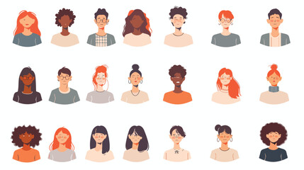 Set of people avatar collection. Vector flat illustration