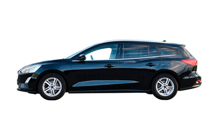 Black modern station wagon combi car on a white background.
