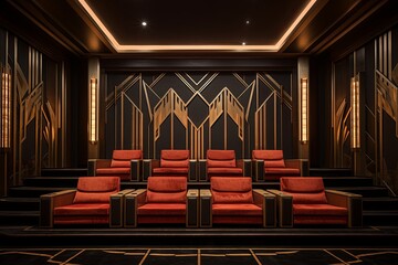 Tiered Seating Splendor: Art Deco Cinema Room Designs for Optimal Viewing