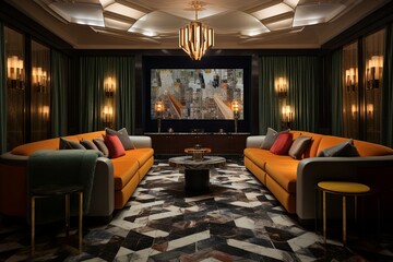Terrazzo Flooring Elegance: Art Deco Inspired Cinema Room Designs