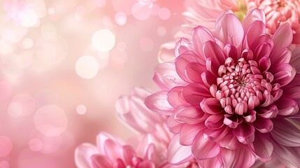   A tight shot of a pink flower against a blend of pink and white backdrop, soft-lit with out-of-focus lights in the distance