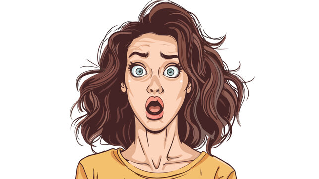 Shocked woman. Hand drawn style vector design illustration