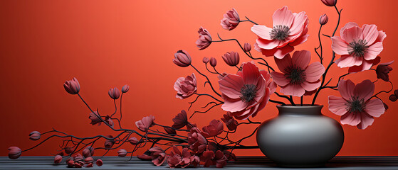 a vase with flowers in it on a table