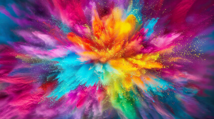 Dynamic explosion colored powder. Abstract background Indian holidays. Paint cloud smoke