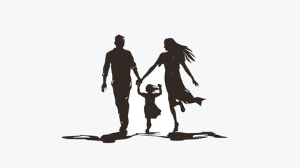 Silhouette of happy family on a white background. Vector