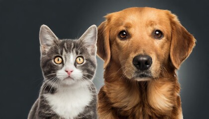 Perfect Pals: Dog and Cat Portrait in Heartwarming Friendship