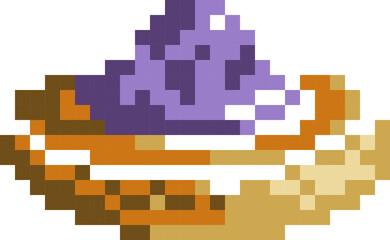 Pancake cartoon icon in pixel style