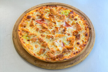 Delicious mixed pizza with rich content. Menu concept of choice and diversity. Pepperoni, Formaggi, Veggie, Karisik pizza