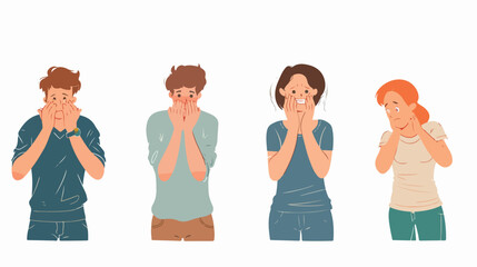 Set of Four regret or embarrassed people vector illustration - obrazy, fototapety, plakaty