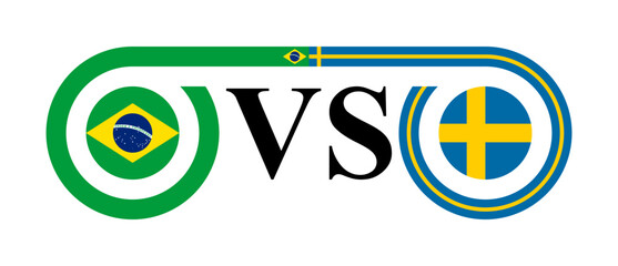 concept between brazil vs sweden. vector illustration isolated on white background