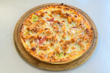 Delicious mixed pizza with rich content. Menu concept of choice and diversity. Pepperoni, Formaggi, Veggie, Karisik pizza