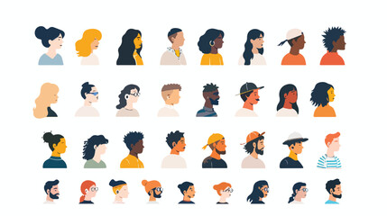 Set of people avatar collection. Vector flat style il - obrazy, fototapety, plakaty