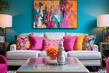Eccentric Bazaar Living Room Ideas: Funky Decor, Vibrant Throw Pillows, Unique Artwork