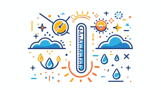 Simple weather icon in line art style with mercury th