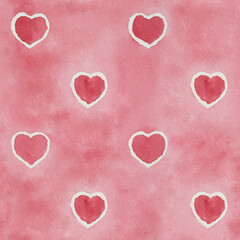 Red Hearth Watercolor With Seamless Pattern And Background for card website, application, printing, document, poster design, etc.